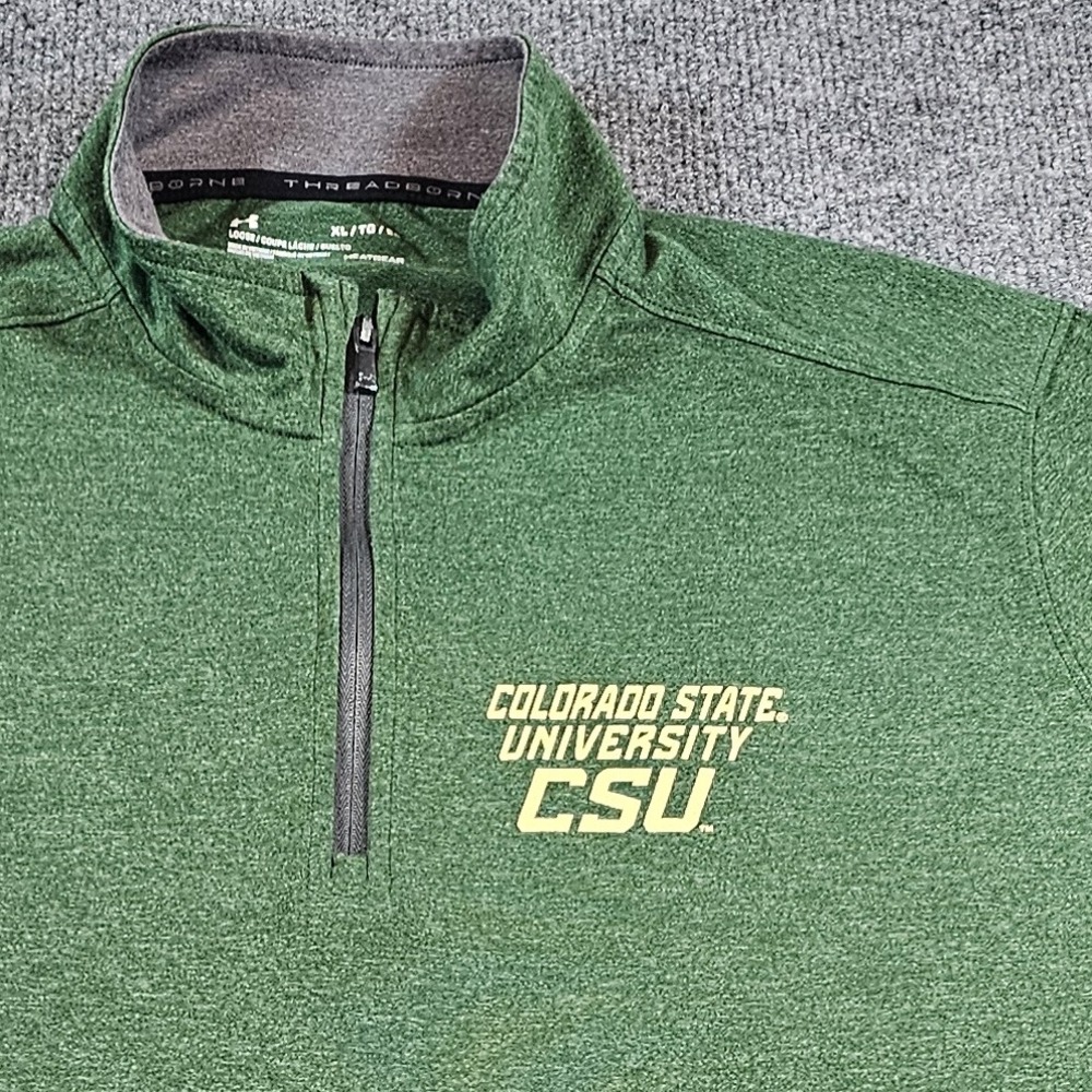 Colorado State CSU Under Armour Mens XL Green Pullover Quarter Zip HeatGear Gym
